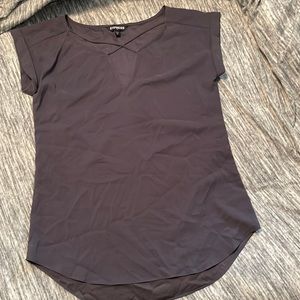 Criss Cross Neck and capped Sleeve silky-type shirt from Express